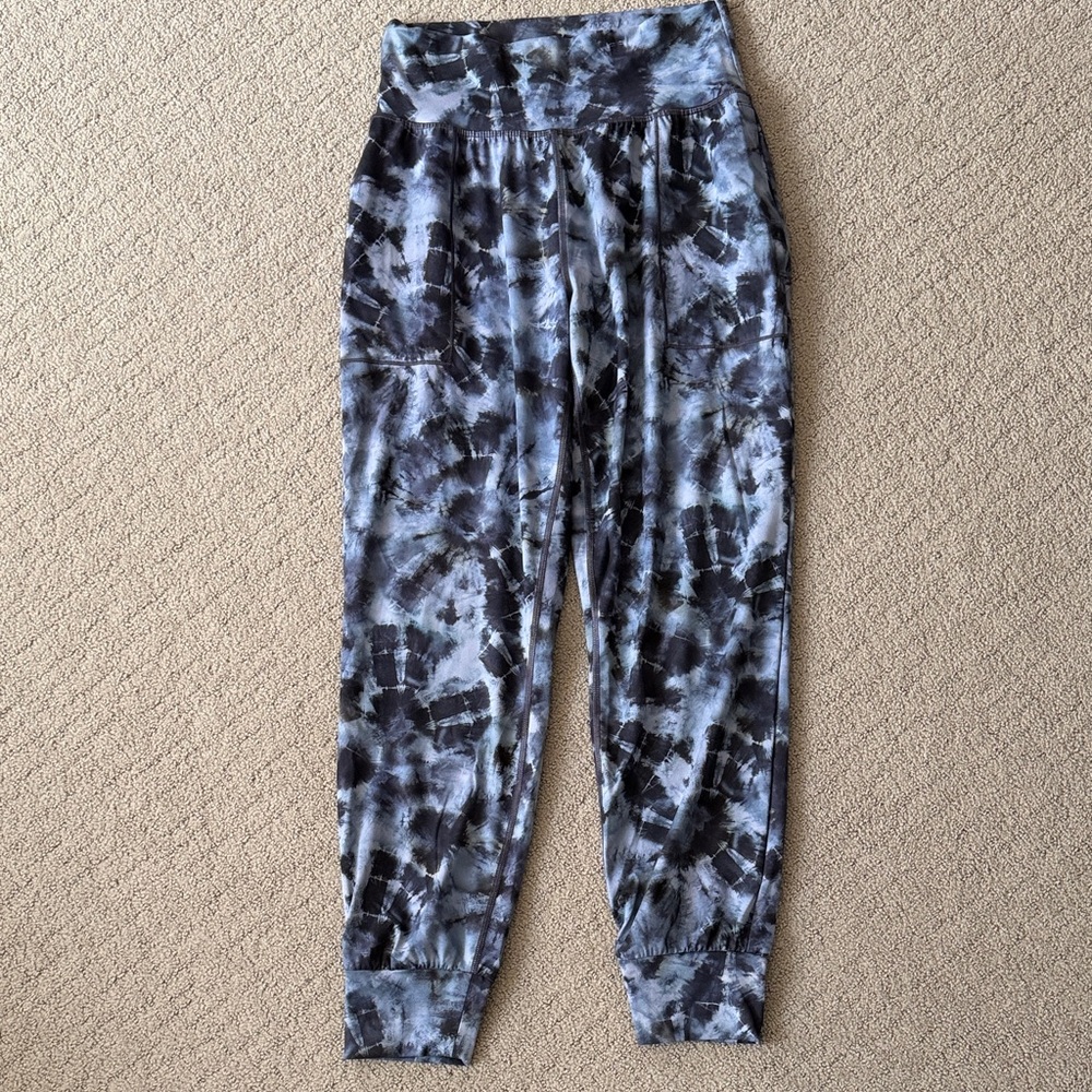 Athleta Tie-Dye Track Pants - Black and Gray